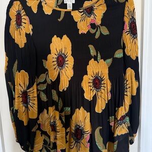 Spense Black and Gold Floral Blouse